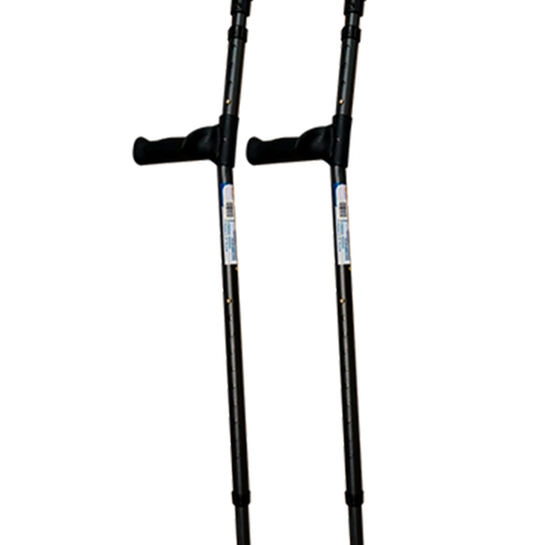 Muletas Canadienses de Aluminio - Adulto - Puño Ergonómico Ajustable - Negro 