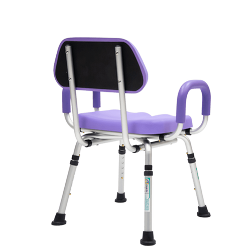 Banco para Ducha de Aluminio con Respaldo y Descansabrazos Desmontables - Purpura