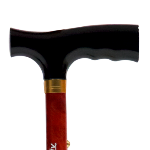 Bastón de Aluminio de 1 Apoyo - Mango Alemán - Plegable - Imitación Madera Roble