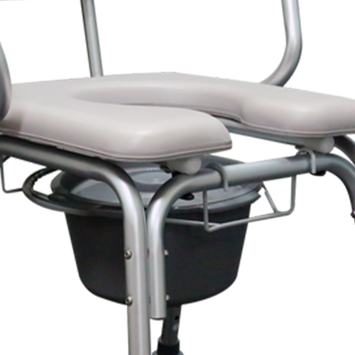 Silla Cómodo Ducha de Aluminio - Acojinado Tipo Herradura con Brazos Abatibles - Gris 