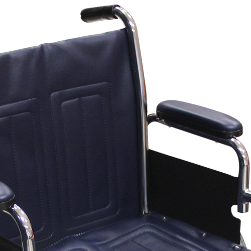 Silla de Ruedas con Brazos y Descansapies Desmontables - Tapicería Azul - Cromada