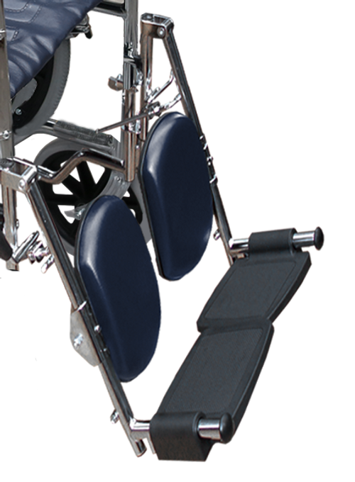 Silla de Ruedas con Brazos y Elevapiernas Desmontables - Tapicería Azul - Cromada