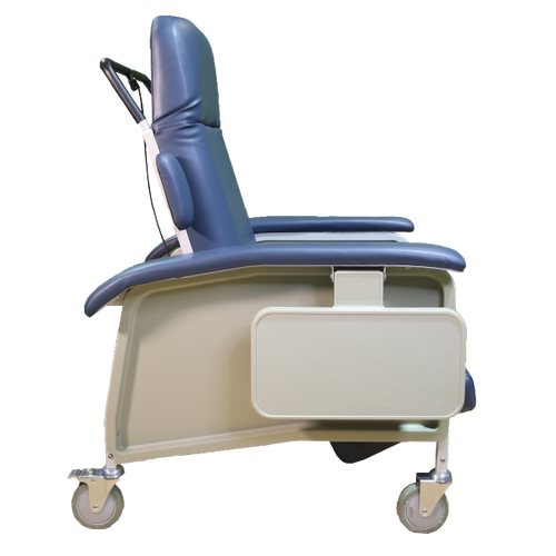 Sillón Reposet para Hemodiálisis Reclinable con Charolas Laterales - Tapicería Vinyl Azul