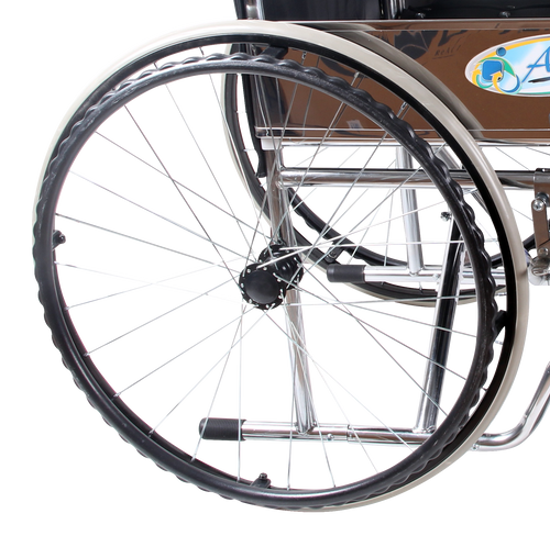 Silla de Ruedas con Brazos y Descansapies Fijos - Tapicería Vinyl - Cromada