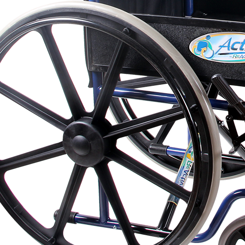 Silla de Ruedas Económica con Brazos y Descansapies Fijos - Rueda Mag - Azul