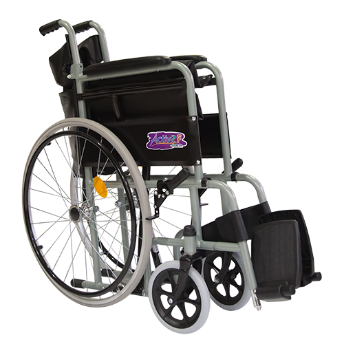 Silla de Ruedas Folding Compacta con Respaldo Plegable - Descansapies Desmontables y Brazos Fijos - Gris