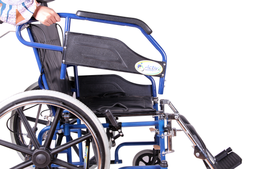 Silla de Ruedas Reclinable con Brazos y Elevapiernas Desmontables - Azul