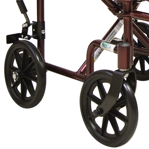 Silla de Ruedas de Aluminio Tipo Traslado - Tapicería Nylon - Tinto