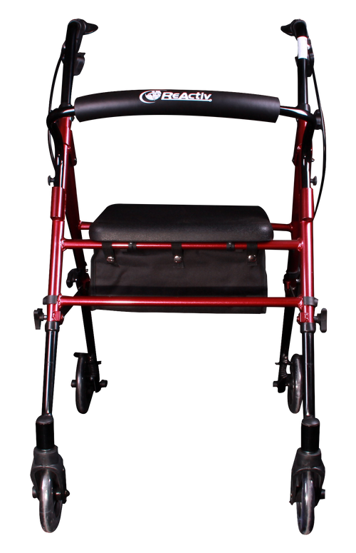 Andadera Rollator de Aluminio Ultra Compacta de Lujo - Roja