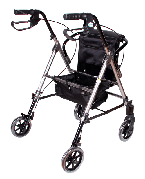 Andadera Rollator de Aluminio Ultra Compacta de Lujo - Gris