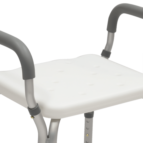 Banco para Ducha de Aluminio sin Respaldo y con Brazos Desarmables - Blanco