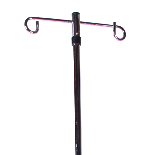 Portasueros Base Nylon 5 Apoyos con Portavenoclisis Doble - Cromado