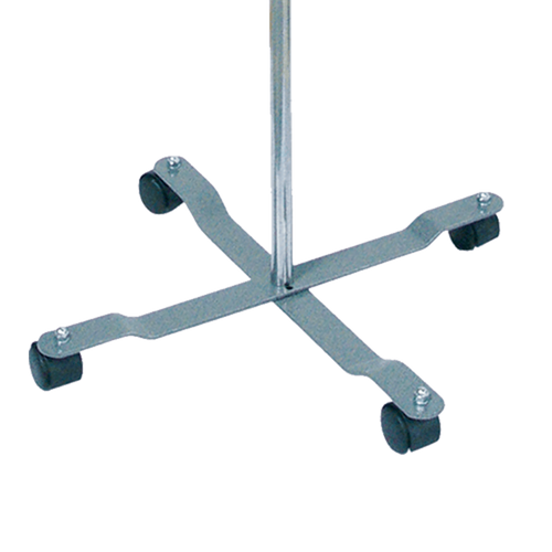 Portasueros Base Pesada 4 Apoyos con Portavenoclisis Doble - Cromado - Perfil Bajo