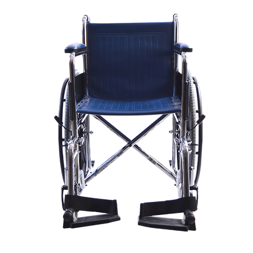 Silla de Ruedas con Brazos Fijos y Descansapies Desmontables - Cromada