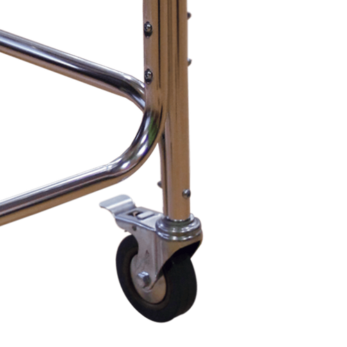 Silla Cómodo Ducha de Aluminio con Ruedas - Acabado Natural - Respaldo Azul