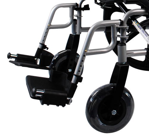 Silla de Ruedas  Forte de Acero Reforzada con Doble Cruceta - Descansapies y Descansabrazos Flip Up - 24 pulgadas - Plata