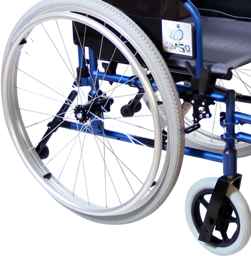 Silla de Ruedas  Forte de Aluminio - Brazos Flip Up y Descansapies Desmontables - Neumática - Azul