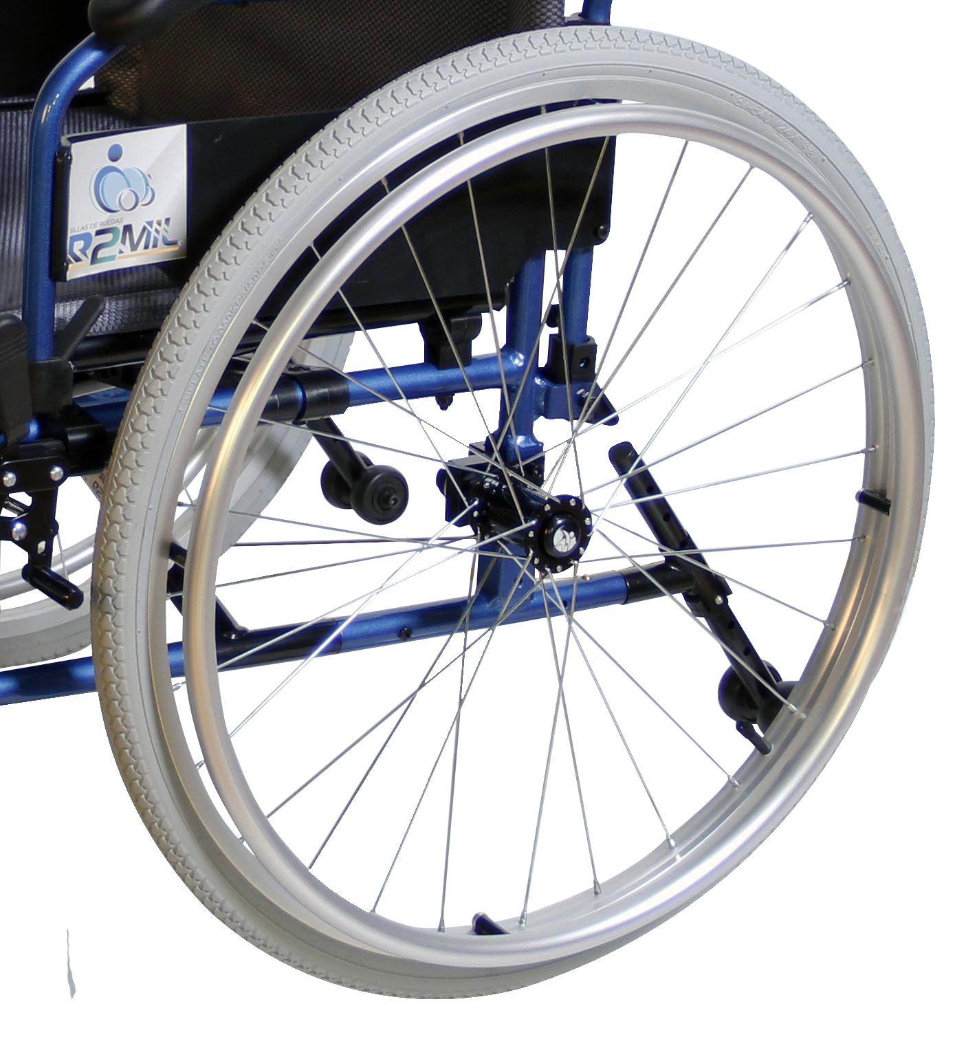  Silla de Ruedas  Forte de Aluminio, Brazos FlipUp y Elevapiernas Desmontables, Rueda 24" Neum,T.Nylon-Azul