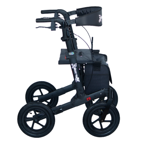  Andadera Xtreme Rollator de Aluminio,Ruedas Neumáticas de 12",Negro Obsidiana.