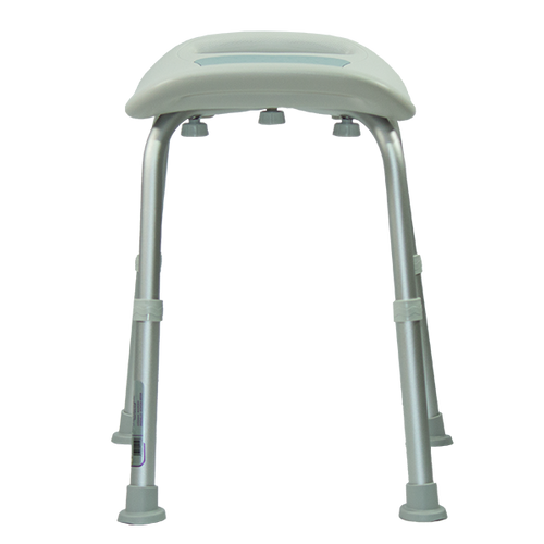  Banco Ducha de Aluminio sin Respaldo con Agarraderas Integradas, Color Gris/Azul