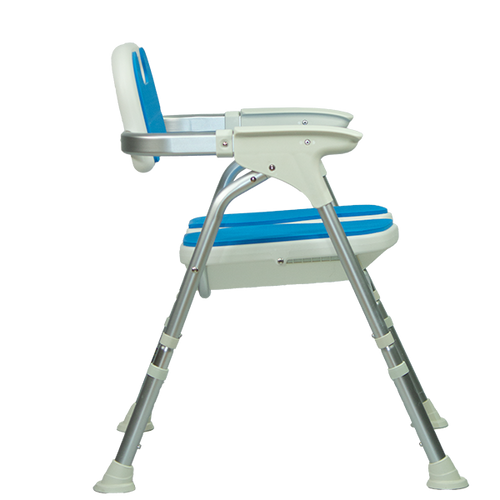  Silla Ducha de Aluminio Plegable con Respaldo y Ergonomía para Aseo Íntimo, Color Azul
