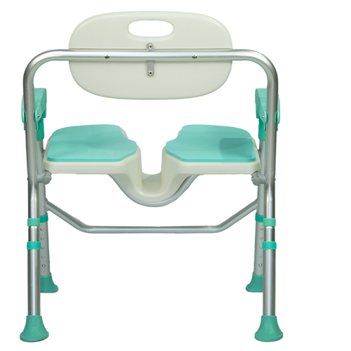  Silla Ducha de Aluminio Plegable con Respaldo y Ergonomía para Aseo Íntimo, Color Aqua