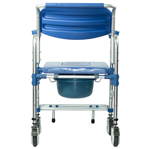  Silla Cómodo Ducha de Aluminio con Reposapiés Integrado, Color Azul