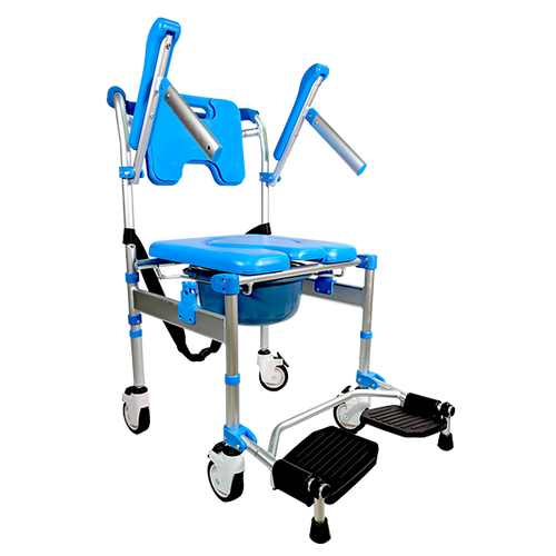 Silla Cómodo Ducha Bariátrica con Respaldo, Color Azul