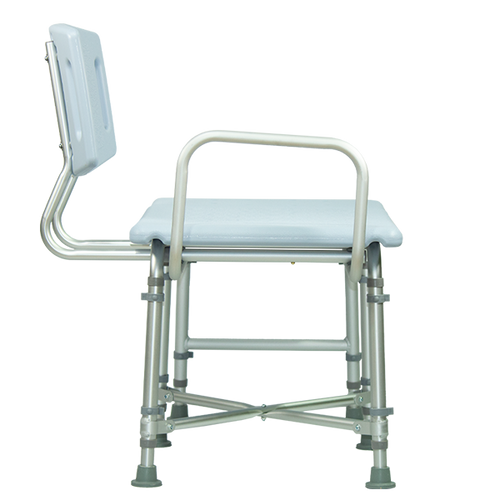  Banco Ducha Bariátrico de Aluminio Reforzado con Respaldo, Color Azul Celeste