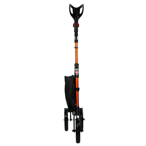  Muleta Híbrida Rodante Plegable de Aluminio con Sistema de Frenos, 3 Ruedas  de 8", Color Naranja Metálico