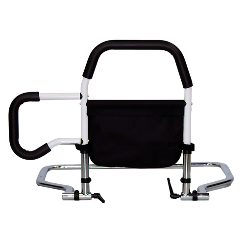  Barandal Portátil  de Aluminio para Cama, Color Blanco-Cromado