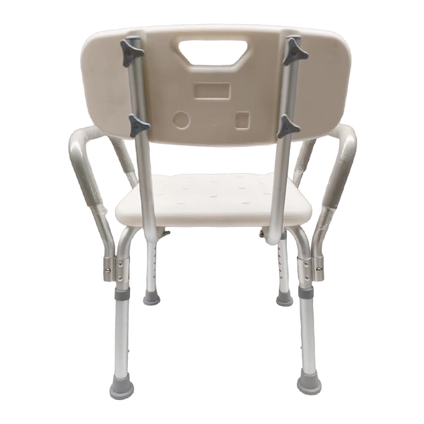  Banco para Ducha ReActiv de Aluminio con Respaldo y Brazos Desarmables, Blanco