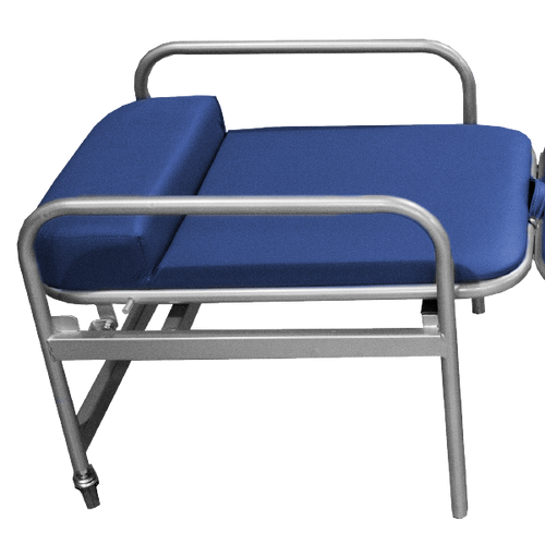 Silla Cama de Acero para Acompañante - Marfil con Tapicería Azul Marino