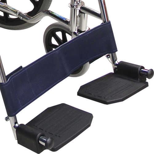 Silla de Ruedas con Brazos y Descansapies Desmontables - Tapicería Azul - Cromada