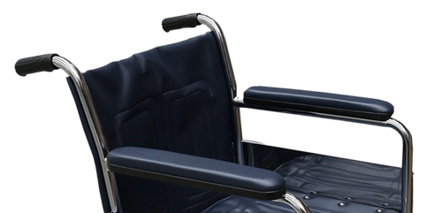 Silla de Ruedas con Brazos y Elevapiernas Desmontables - Tapicería Azul - Cromada