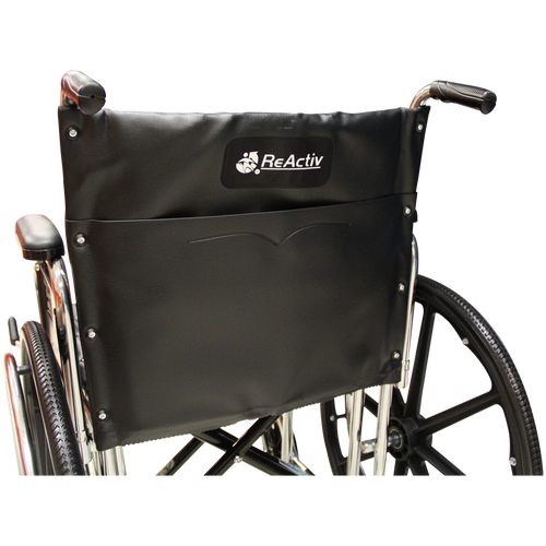 Silla de Ruedas con Brazos y Elevapiernas Desmontables Extra-Ancha de 22 pulgadas - Tapicería Negra - Cromada