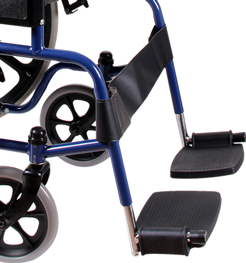 Silla de Ruedas Económica con Brazos y Descansapies Fijos - Rueda Mag - Azul