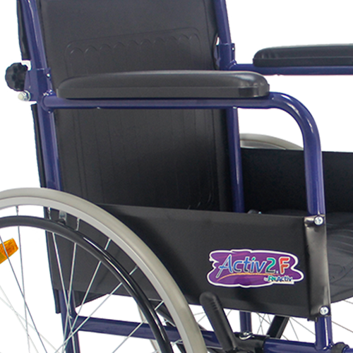 Silla de Ruedas Folding Compacta con Respaldo Plegable - Descansapies Desmontables y Brazos Fijos - Azul