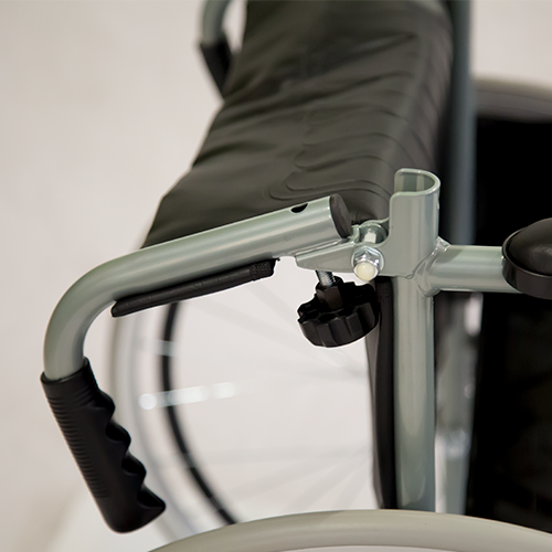 Silla de Ruedas Folding Compacta con Respaldo Plegable - Descansapies Desmontables y Brazos Fijos - Gris