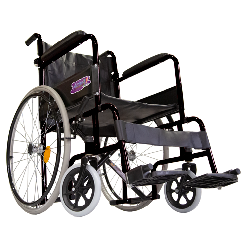 Silla de Ruedas Folding Compacta con Respaldo Plegable - Descansapies Desmontables y Brazos Fijos - Negra