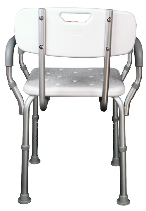 Banco para Ducha de Aluminio con Respaldo y Brazos Desarmables - Blanco