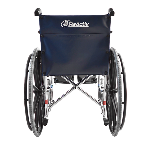 Silla de Ruedas con Brazos Fijos y Elevapiernas Desmontables - Tapicería Azul - Cromada 