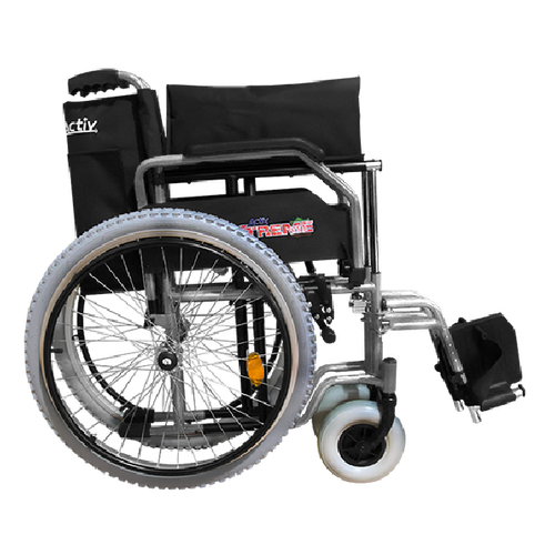 Silla de Ruedas Xtreme con Brazos FlipUp y Descansapies Abatibles y Desmontables - 18 pulgadas - Neumática - Bruma