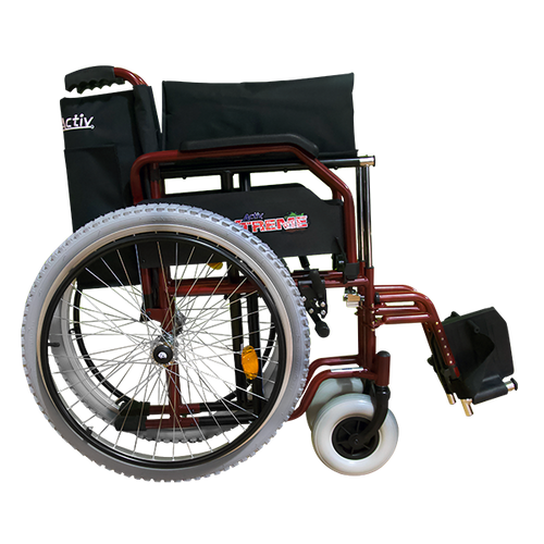 Silla de Ruedas Xtreme con Brazos FlipUp y Descansapies Abatibles y Desmontables - 18 pulgadas - Neumática - Rojo Lava