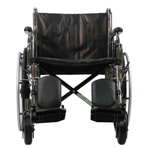 Silla de Ruedas MOVILI Extra-Ancha de 20 Pulgadas, Elevapiernas Desmontables, Cromada