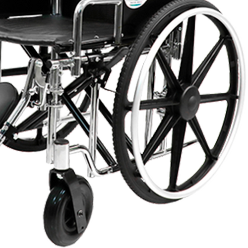 Silla de Ruedas MOVILI Extra-Ancha de 22 Pulgadas, Elevapiernas Desmontables, Cromada