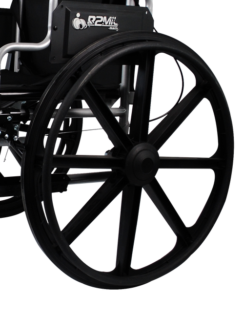 Silla de Ruedas  Forte de Acero Reforzada con Doble Cruceta - Descansapies y Descansabrazos Flip Up - 24 pulgadas - Plata