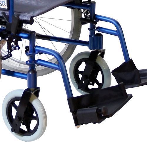 Silla de Ruedas  Forte de Aluminio - Brazos Flip Up y Descansapies Desmontables - Neumática - Azul