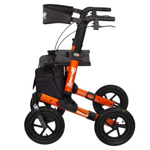  Andadera Xtreme Rollator de Aluminio,Ruedas Neumáticas de 12",Naranja Cadmio.