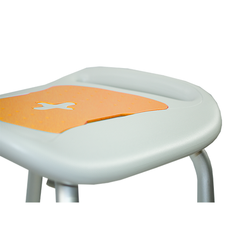  Banco Ducha de Aluminio sin Respaldo con Agarraderas Integradas, Color Gris/Naranja